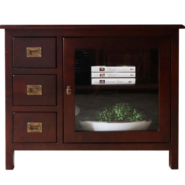 Mała Drewniana Szafka RTV z Przeszkleniem MENDOZ