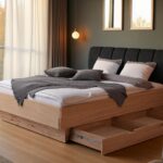 Wygodne Łóżko Dębowe z Pojemnikiem i Nowoczesnym Designem Dasalia A