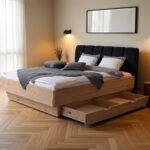 Wygodne Łóżko Dębowe z Pojemnikiem i Nowoczesnym Designem Dasalia A