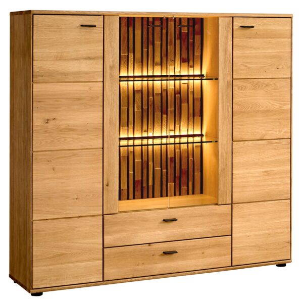 Duża Dębowa Witryna do Salonu Sole