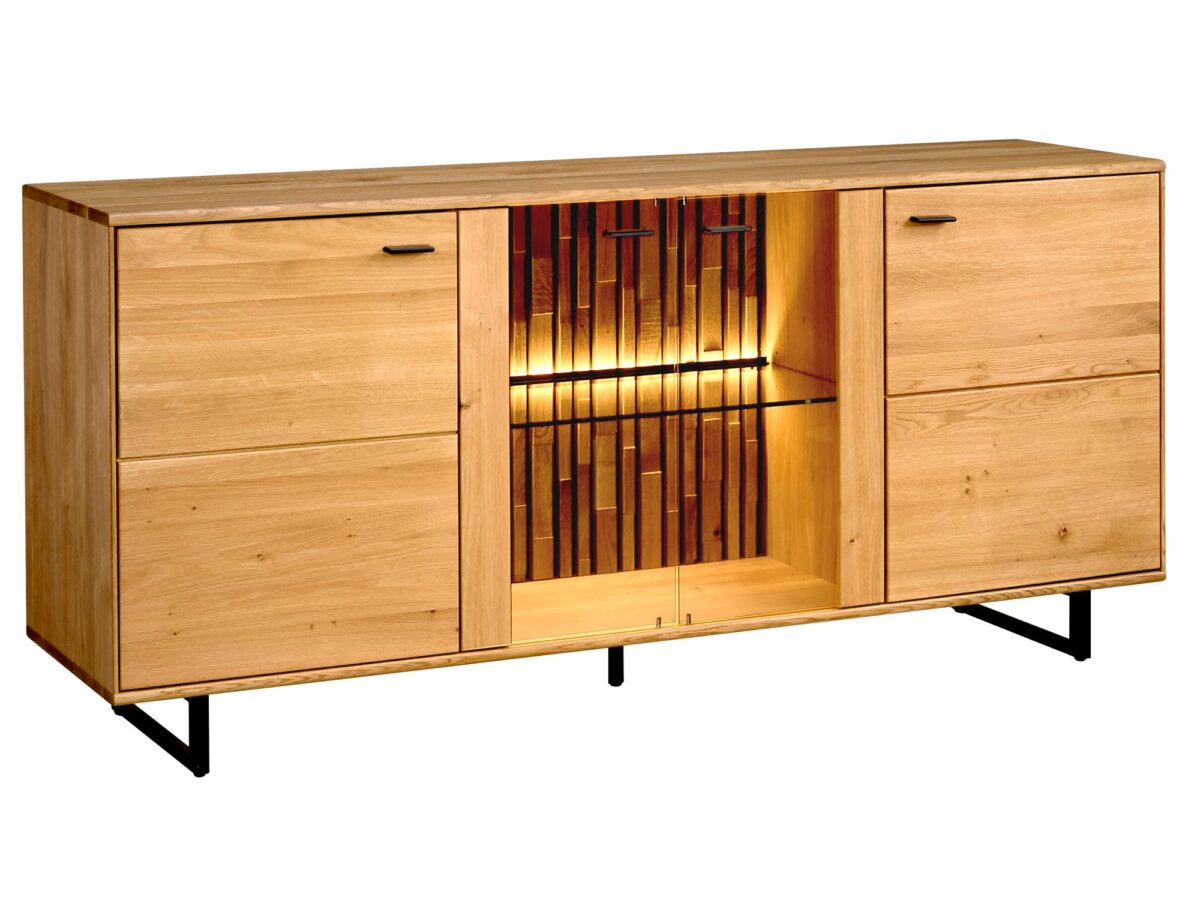 Dębowa Niska Komoda do Salonu Sole