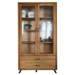 Wysoka Witryna Dębowa na Nóżkach ALAMOS LOFT
