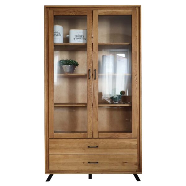 Wysoka Witryna Dębowa na Nóżkach ALAMOS LOFT