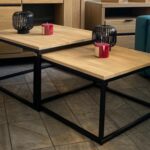 Zestaw Stoliki Drewniano-Metalowe Okrągłe – Kongo 1+1