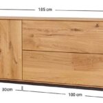 Szeroka Dębowa Komoda TV z Przeszkleniem Essentia