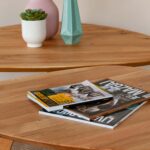 Owalny stolik kawowy z drewna Basic