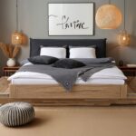 Stylowe Łóżko Dębowe z Eleganckim Wykończeniem Elona B