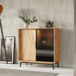 Komoda Winna Szyba Loft Stal Dąb Oak Elegance