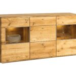 Drewniana komoda z przeszkleniami Maseri