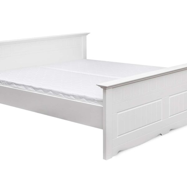 Białe drewniane łóżko dwuosobowe INGRID