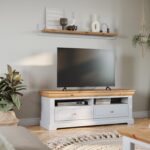 Komoda TV Mała Klasyczna Sosna Biel Natura Classica