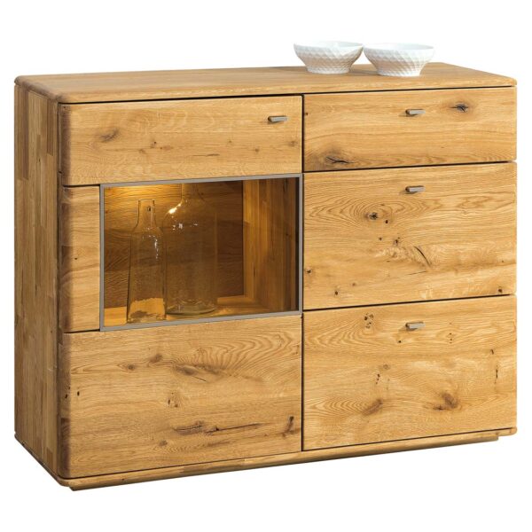 Niska komoda ze szkłem Maseri