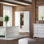 Białe drewniane łóżko dwuosobowe INGRID