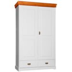 Sosnowa szafa dwudrzwiowa z szufladami ANADI