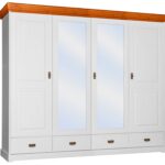 Duża szafa z lustrem z drewna sosnowego ANADI