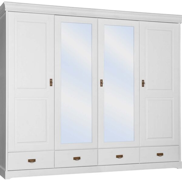 Duża szafa z lustrem z drewna sosnowego ANADI