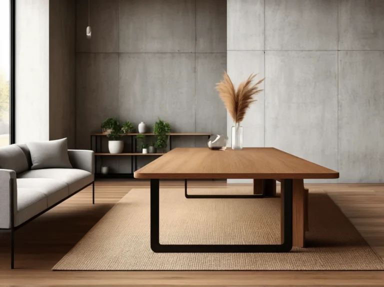 Drewno i beton nowoczesny salon