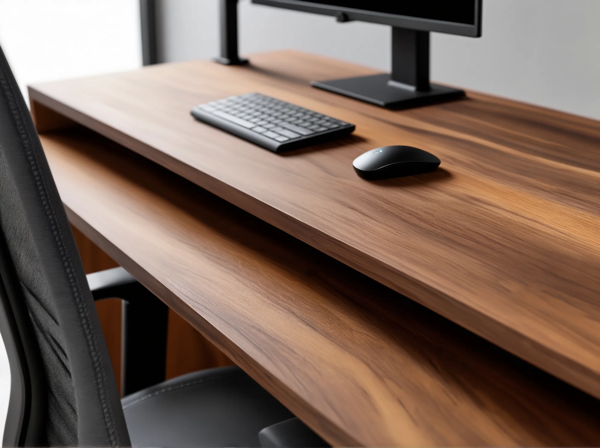 Ergonomiczny rozmiar biurka z monitorem, klawiaturą i fotelem