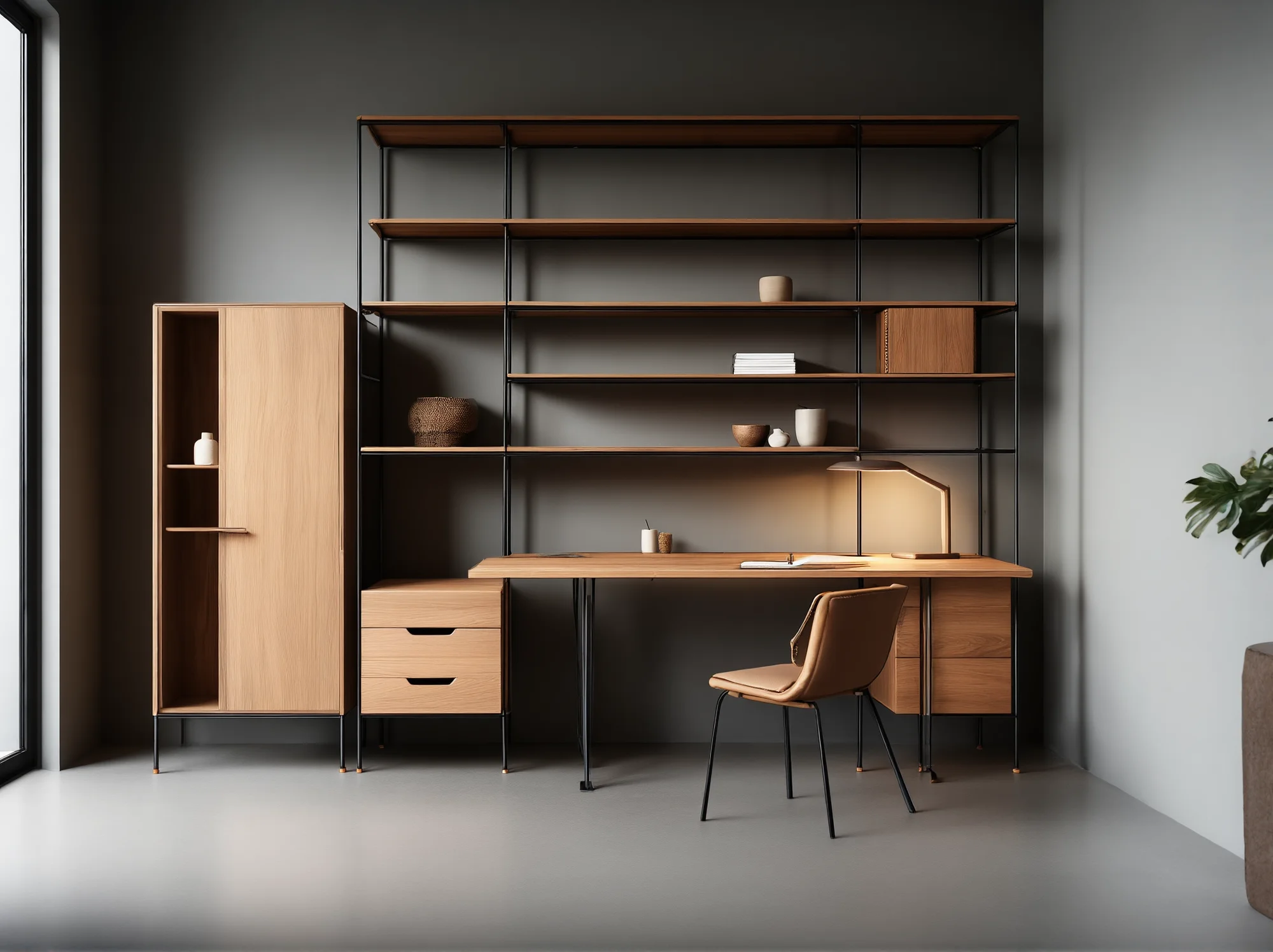 Meble drewniane w stylu loft w nowoczesnym salonie