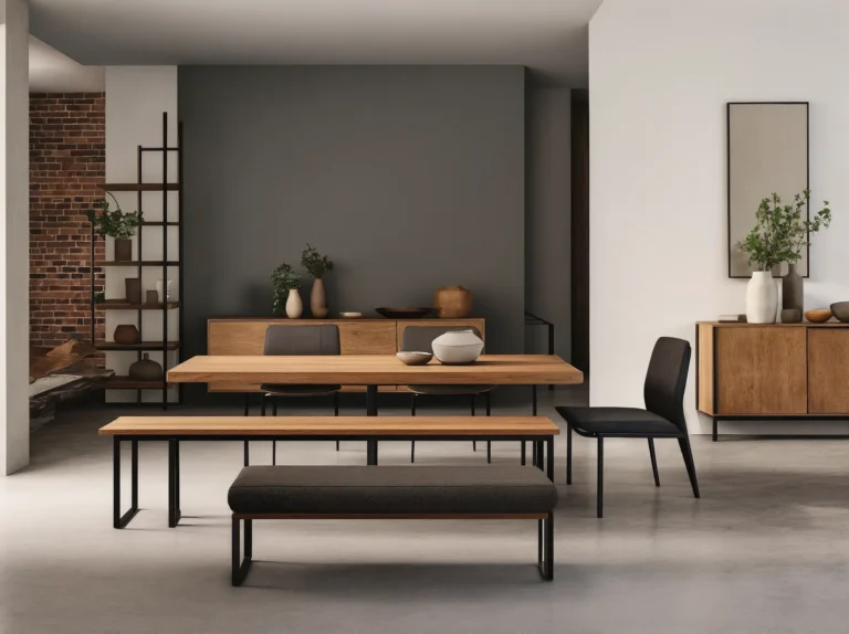 Meble drewniane loft drewno i czarny metal