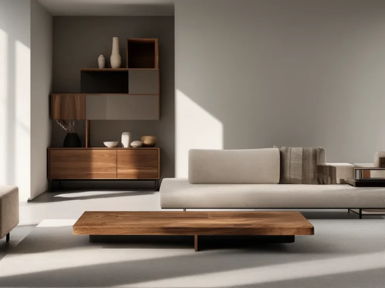 Meble drewniane nowoczesne minimalistyczny salon