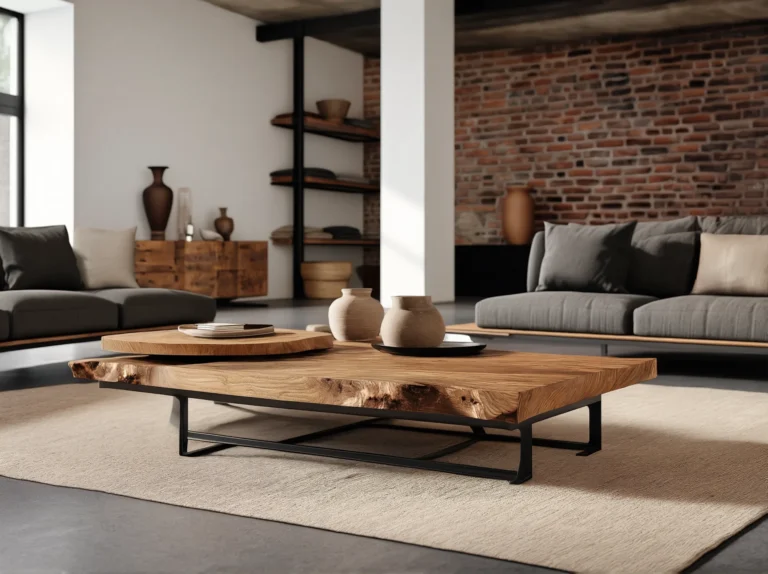 Meble drewniane w stylu loft salon