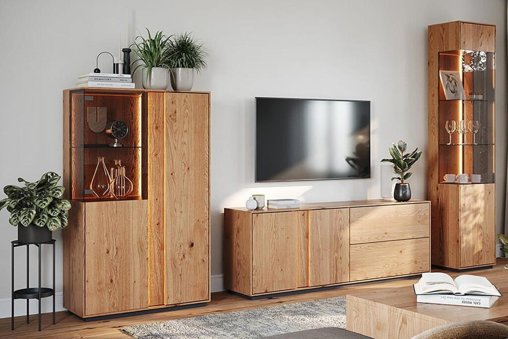 Kolekcja Essentia – Salon z meblami dębowymi