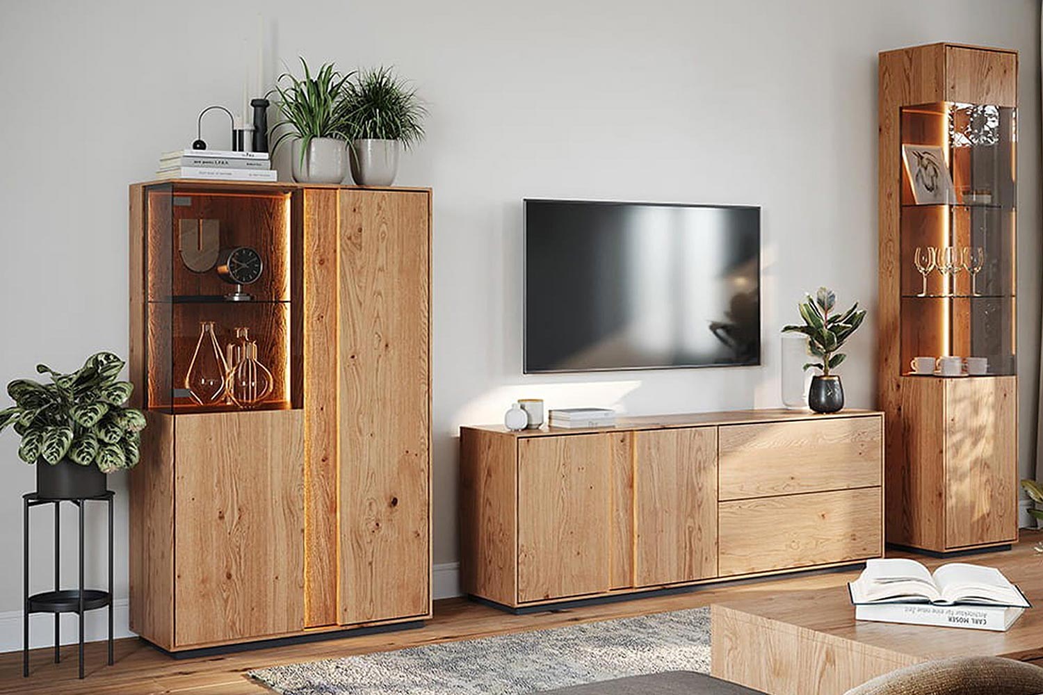 Kolekcja Essentia – Salon z meblami dębowymi
