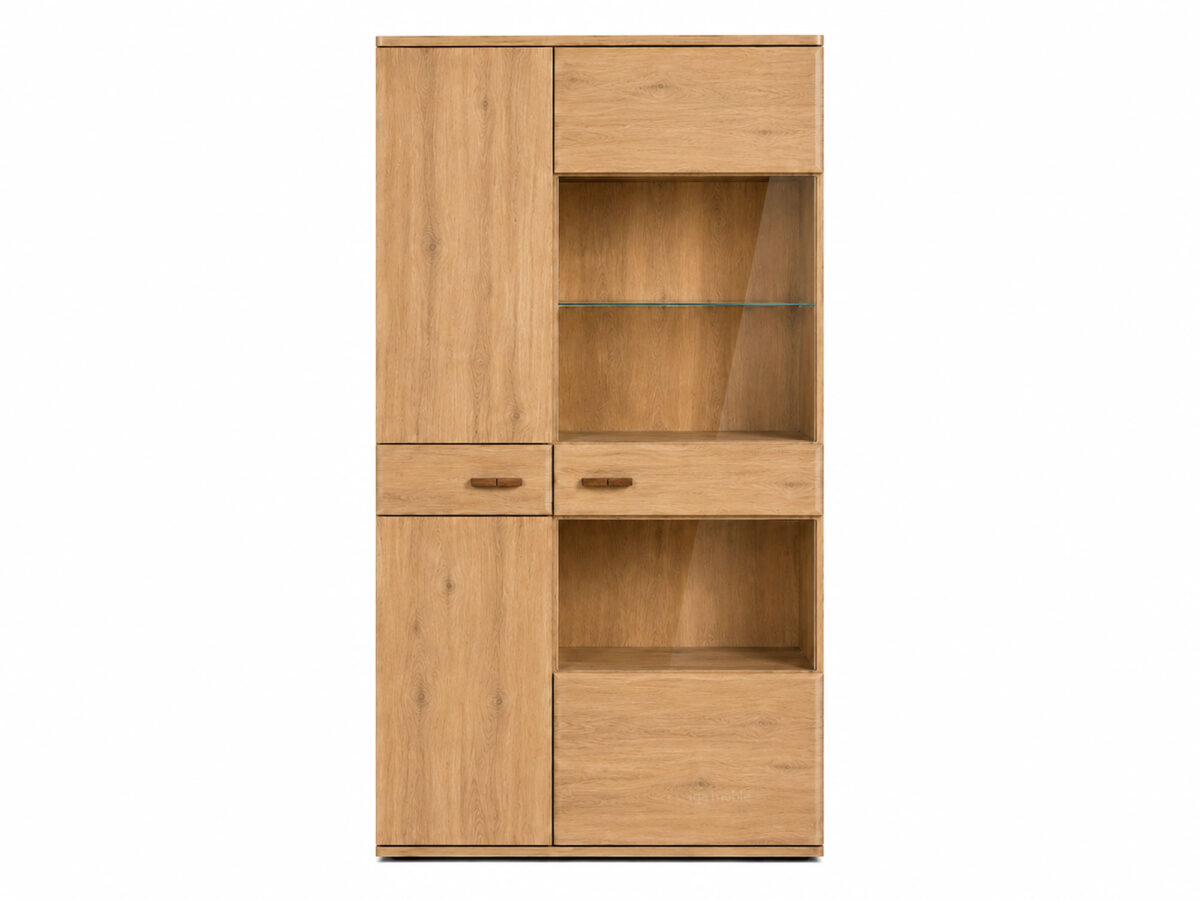 Elegancka Witryna Dorest II z Naturalnego Dębu
