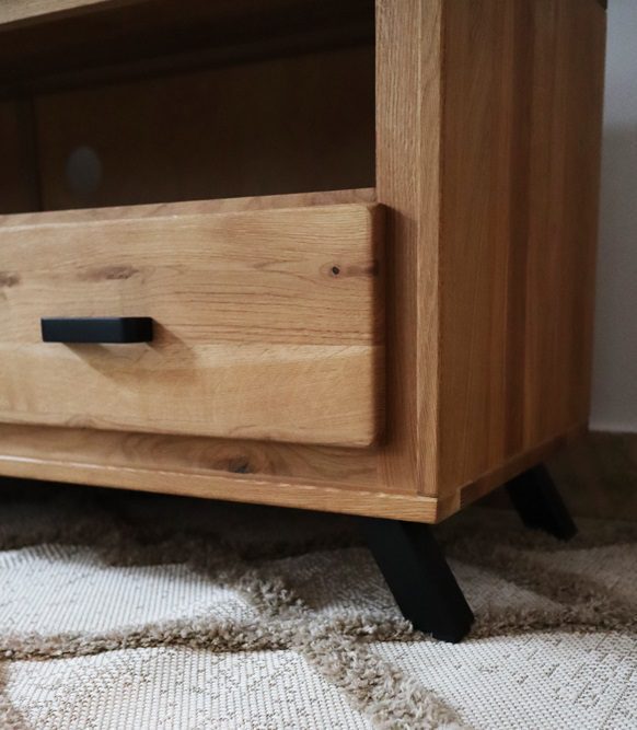 Duża Dębowa Szafka pod Telewizor detale ALAMOS LOFT