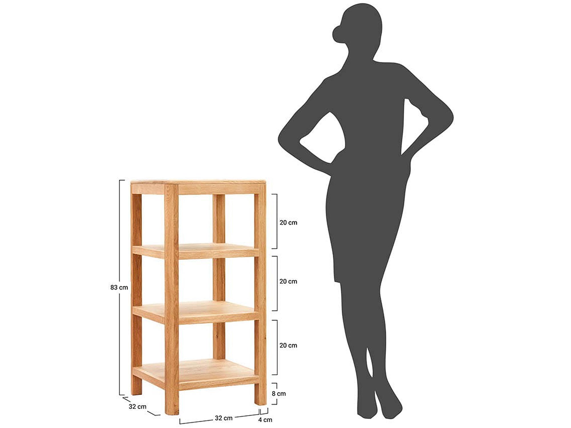 Drewniany regał z półkami, styl skandynawski, naturalne drewno
