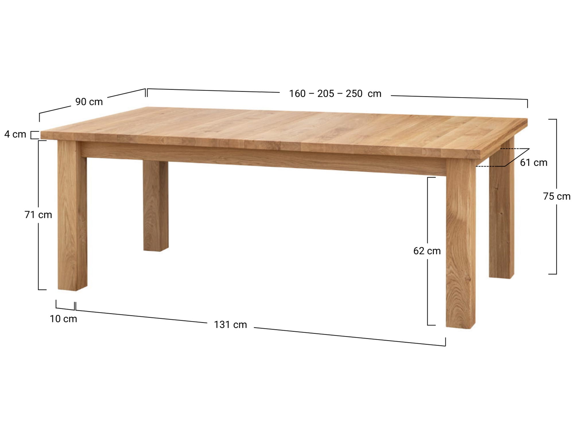Drewniany stół dębowy z funkcją rozkładania, nowoczesny design
