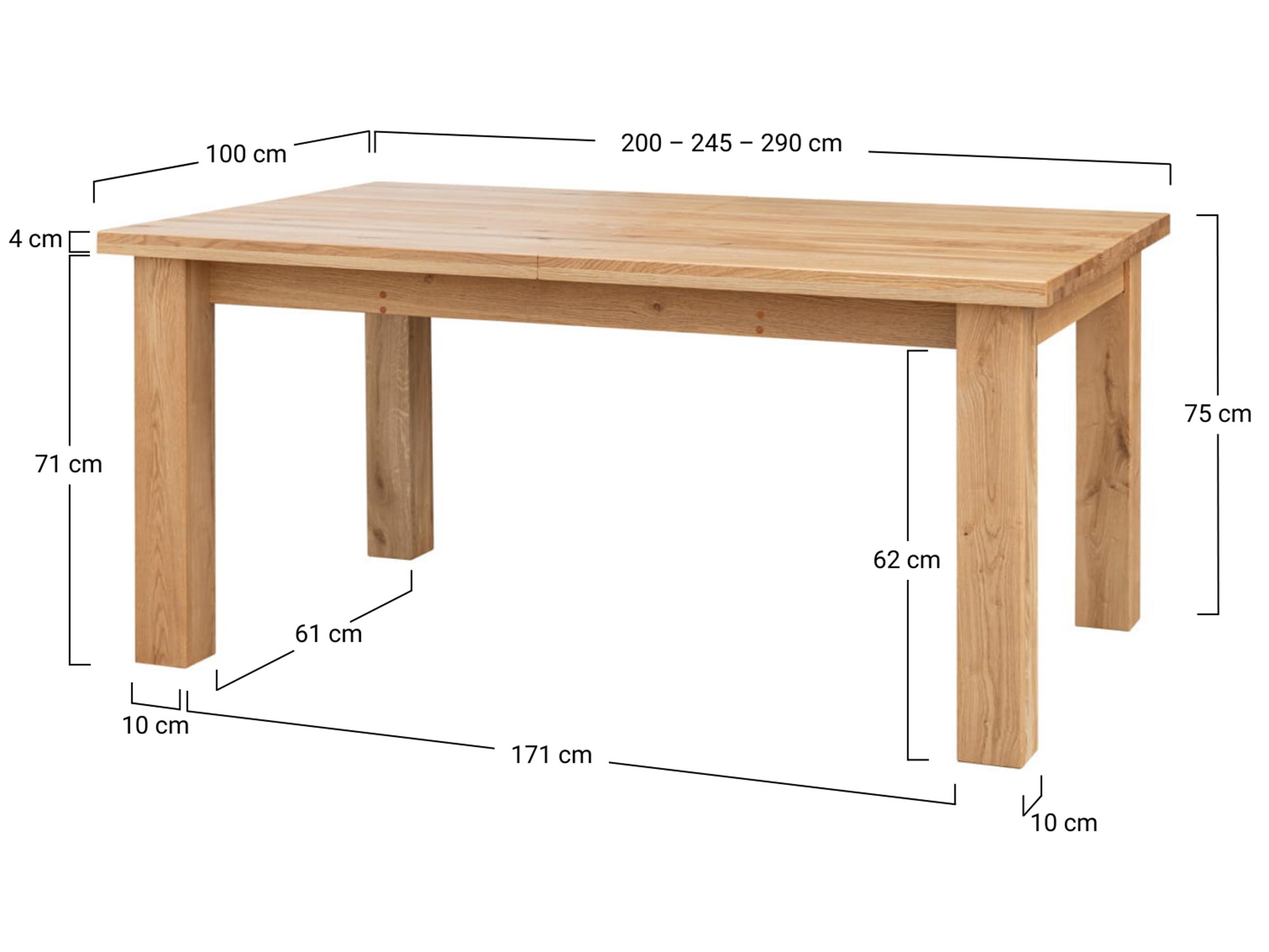 Drewniany stół rozkładany z litego dębu, nowoczesny design