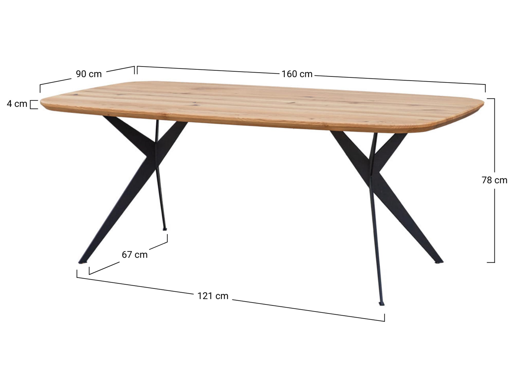 Stół dębowy z czarnymi nogami, nowoczesny design
