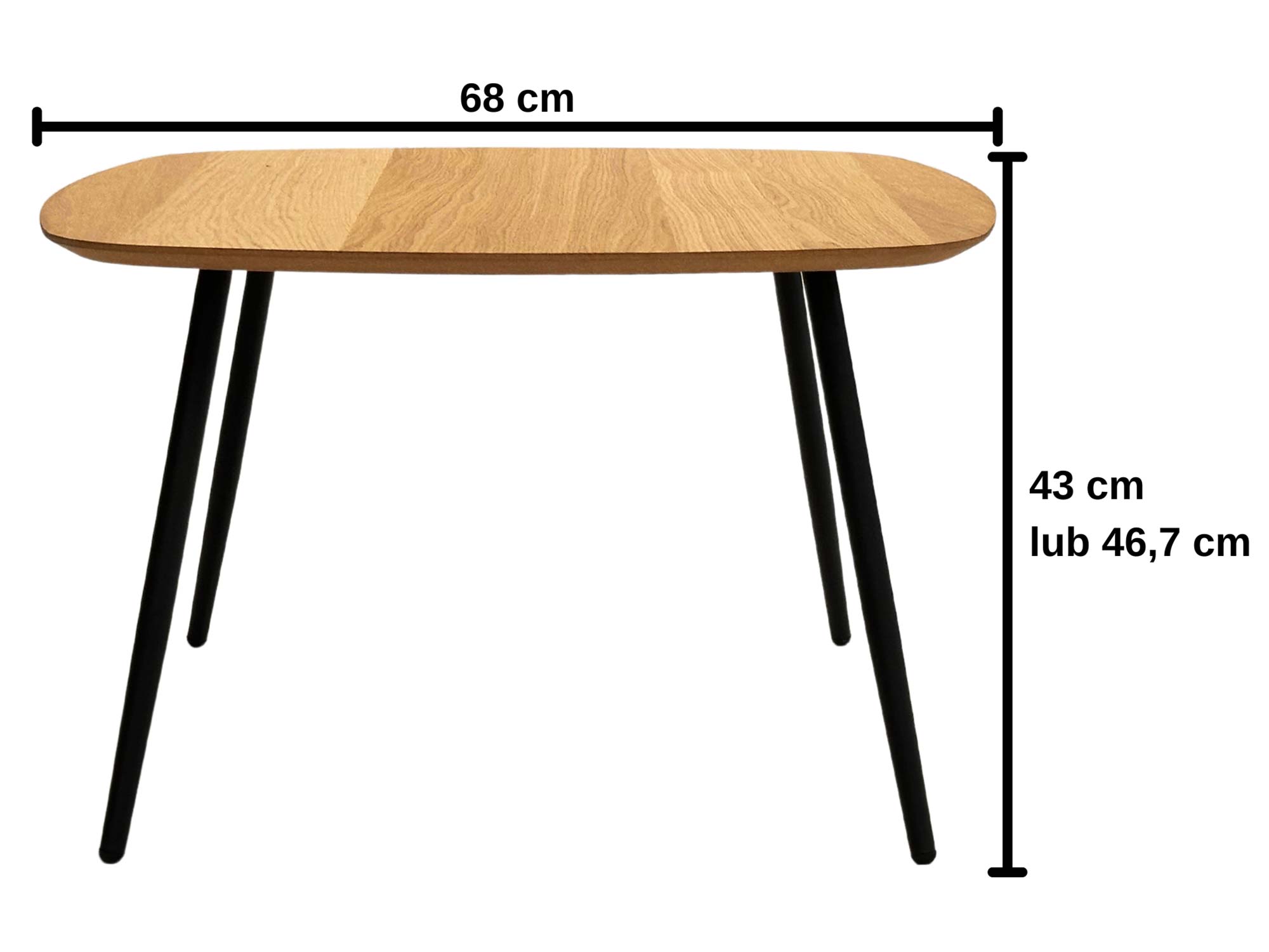 Stolik kawowy dębowy owalny średni wymiary katalogowe 68 cm